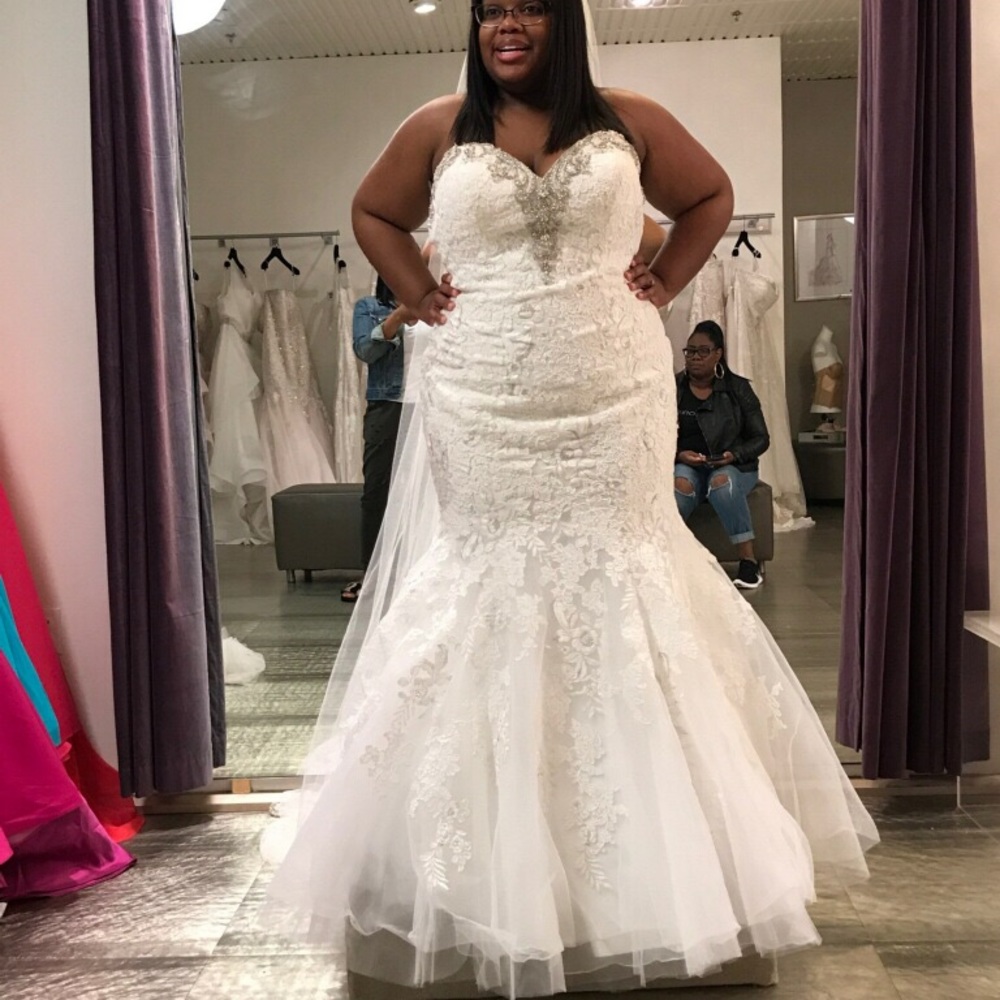 Lacey and bling wedding dress